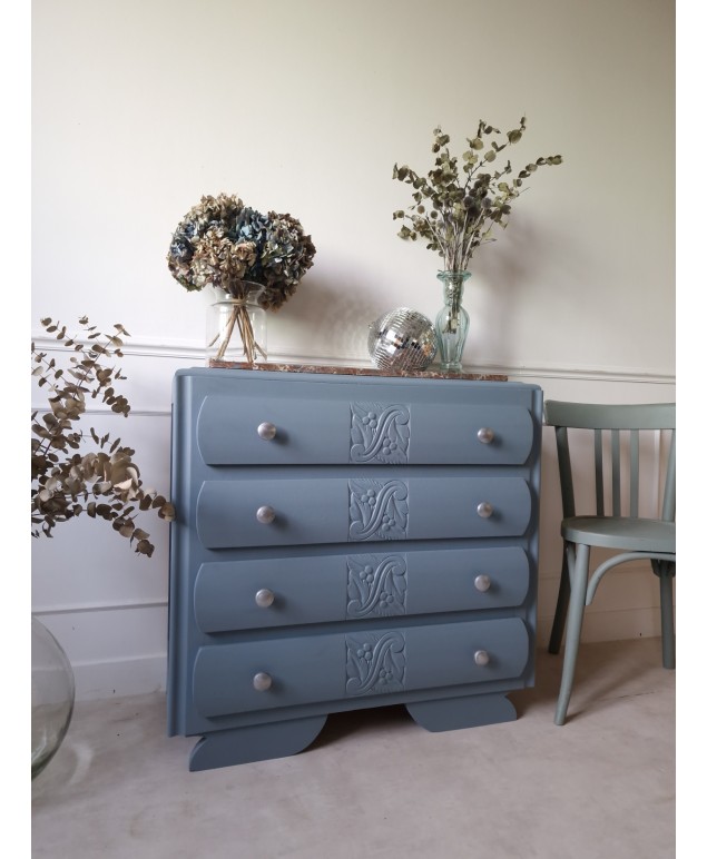 Commode art déco bleue
