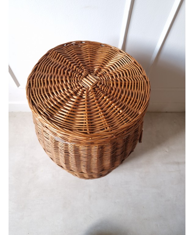 Grand Panier En Osier Tressé Vintage - Forme Ovale - 53x38x17 Cm - Déco Maison