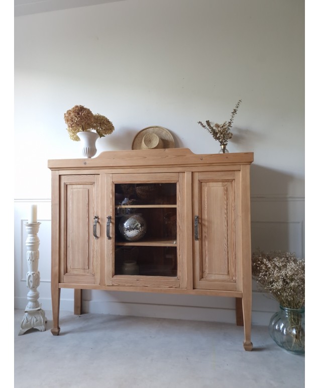 Buffet Bas Vintage Restauré, Vert Kaki, 136x47x78 Cm, Style Tendance